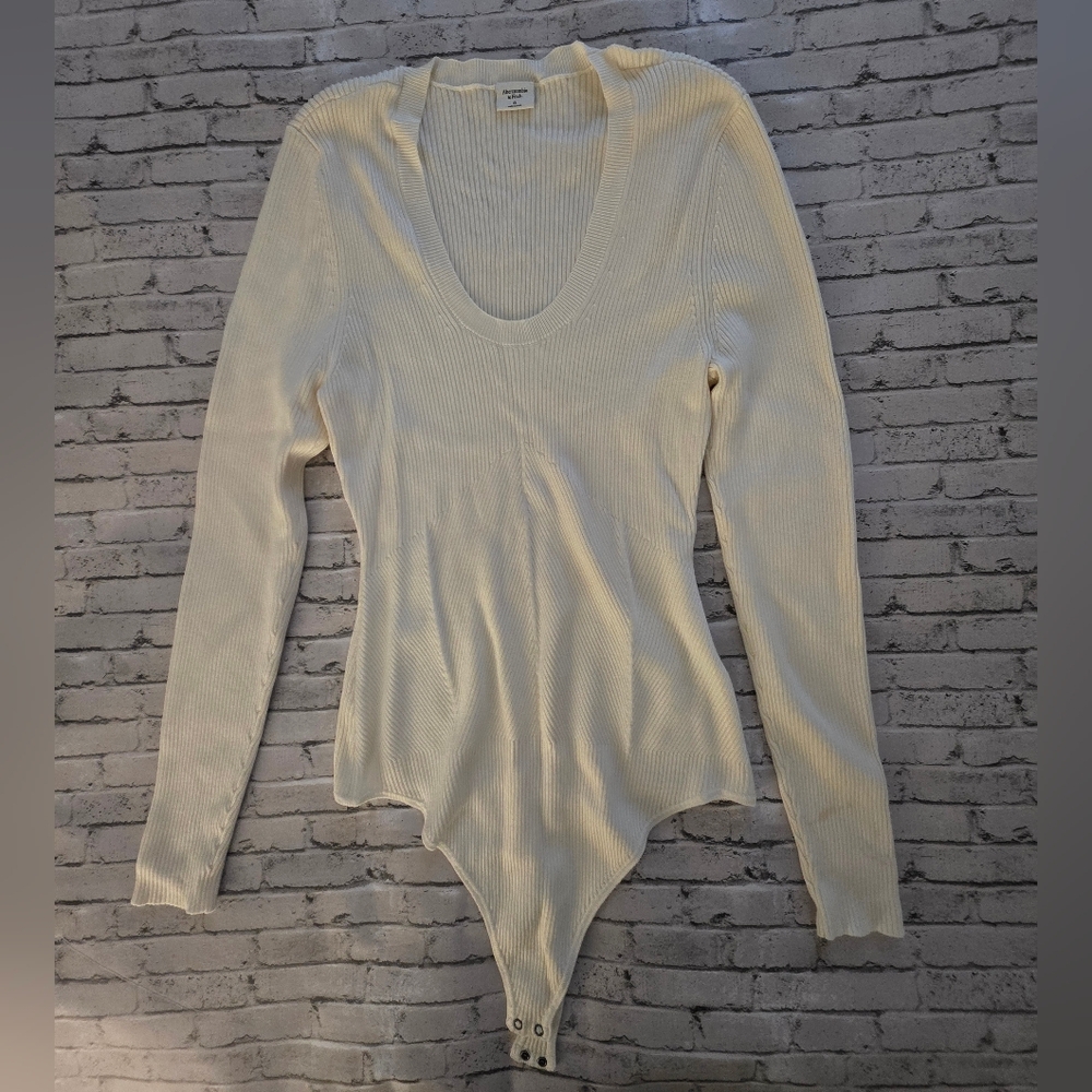 Abercrombie & Fitch Cream Ribbed Bodysuit
